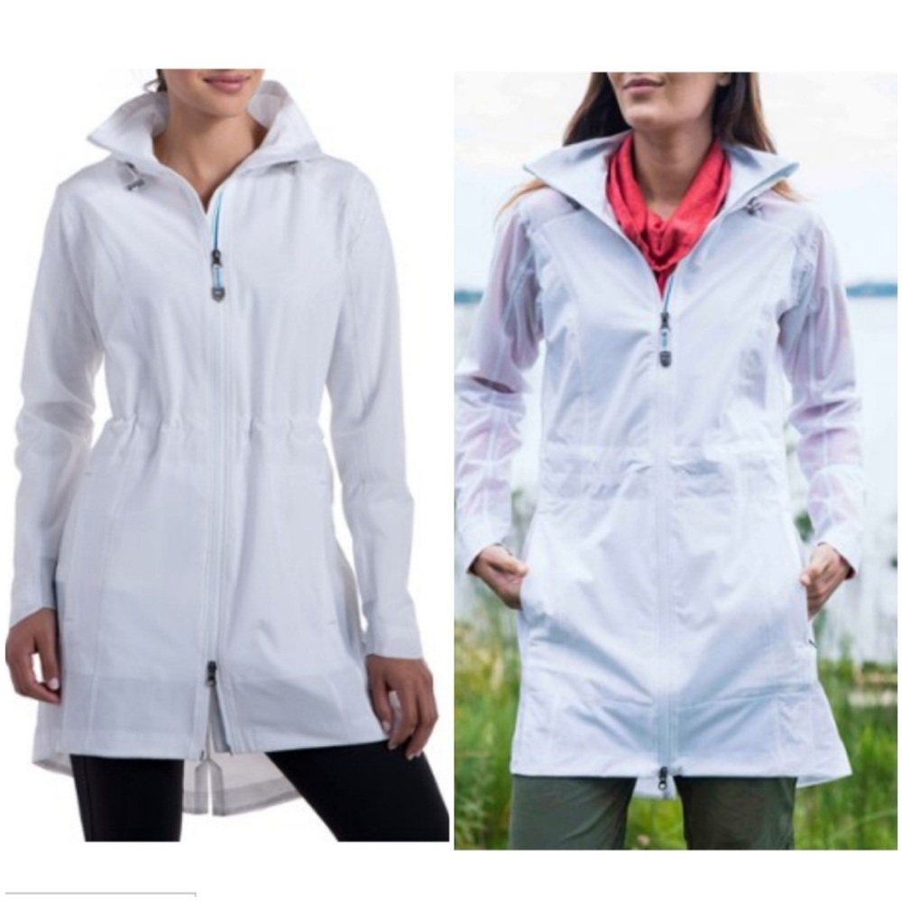 Kuhl Jetstream Ultra Light Rain Jacket Raincoat Trench White S Airscape